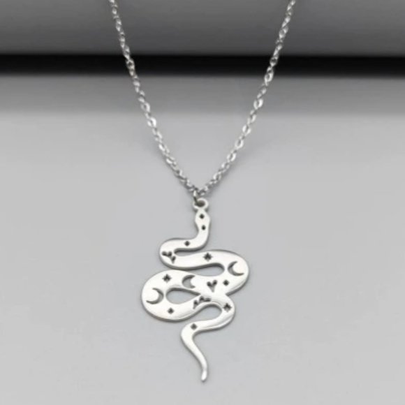 🔮 2 for $40 🔮 Mystical Boho Snake Design Stainless Steel Necklace - Picture 2 of 6